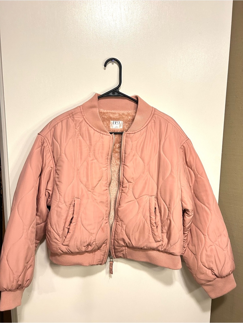 Women’s Quilted Bomber Jacket in Dusty Pink - Soft Lined